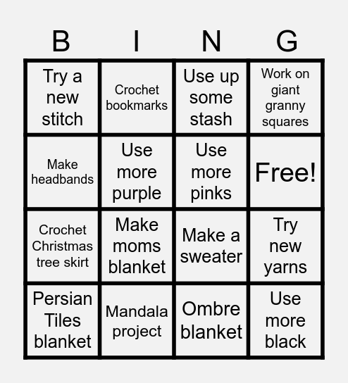 Crochet Bingo Card Bingo Card