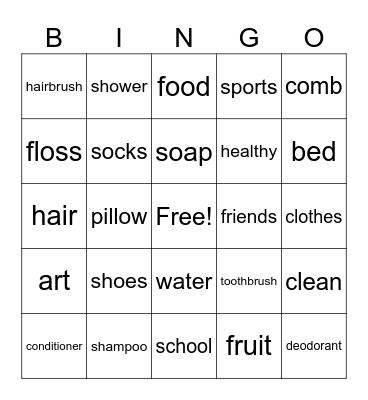 Hygiene Bingo Card