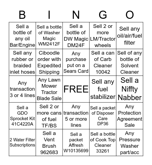 PLAY TO WIN Bingo Card