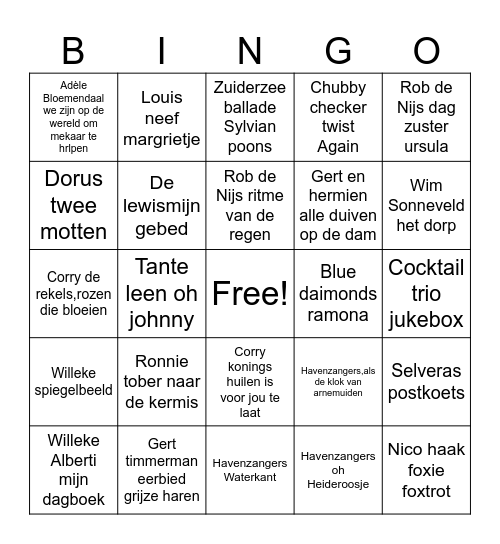 Muziekbingo Card