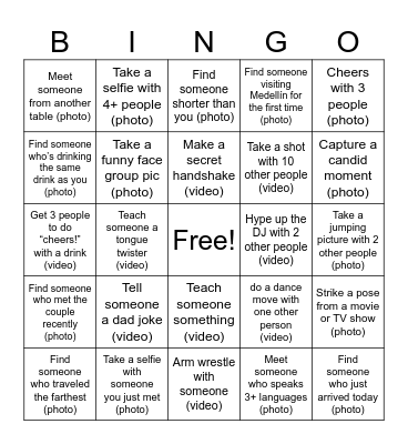 Wedding Bingo (English) Bingo Card