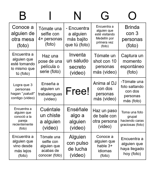 Wedding Bingo (Spanish) Bingo Card