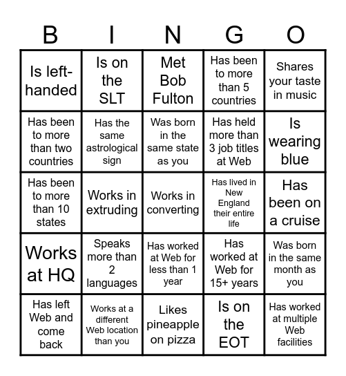 Icebreaker Bingo: Find Someone Who Bingo Card