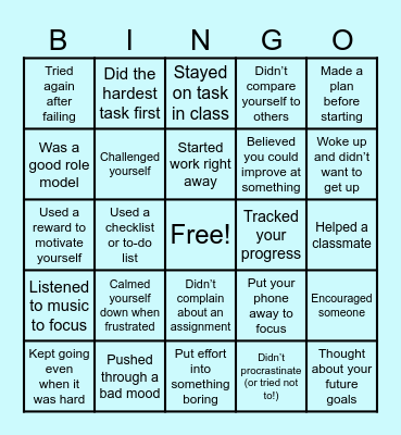 Motivation Bingo Card