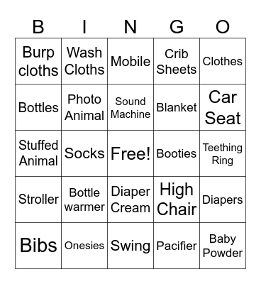 Baby Ray Bingo Card