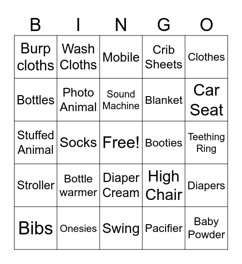 Baby Ray Bingo Card