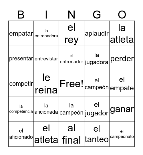 Spanish Sports BINGO Card