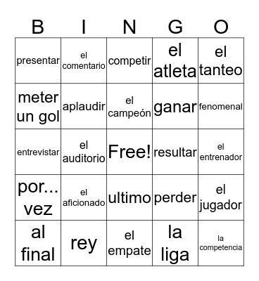 Spanish Bingo Card