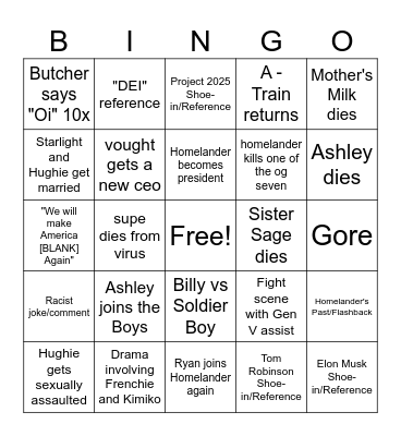da boy Bingo Card