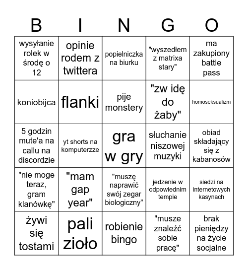 Unemployed Bingo Card