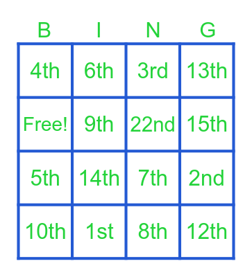 Amendment Bingo Card
