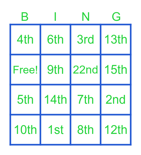 Amendment Bingo Card