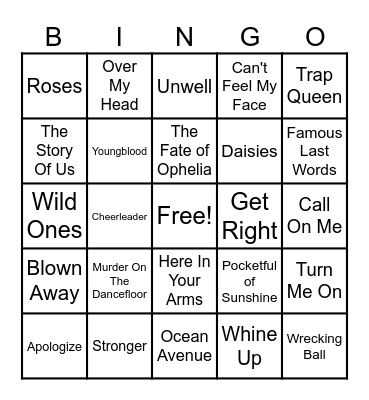 Nat's Playlist Bingo Card