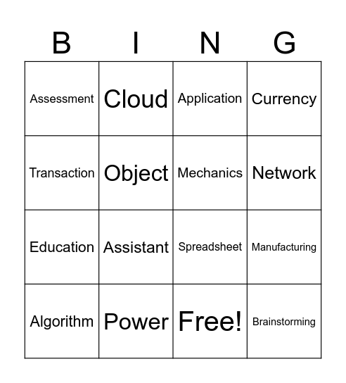 Module 8 Bingo Card