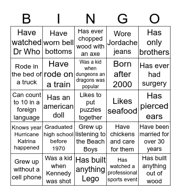 Ice Breaker Bingo Card