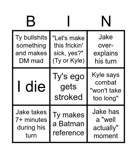 Soulsbourne Combat Bingo Card