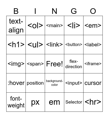 HTML5&CSS Bingo Card