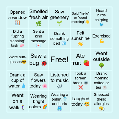 Spring has Sprung! Bingo Card