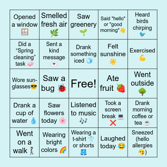 Spring has Sprung! Bingo Card