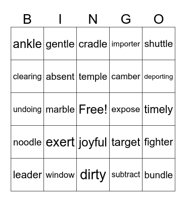 3rd Bingo Card