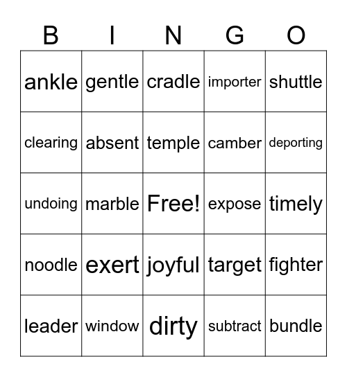 3rd Bingo Card