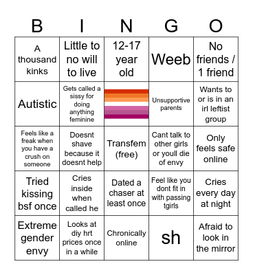 Pre-transition tfem bingo Card
