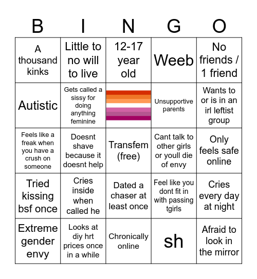 Pre-transition tfem bingo Card