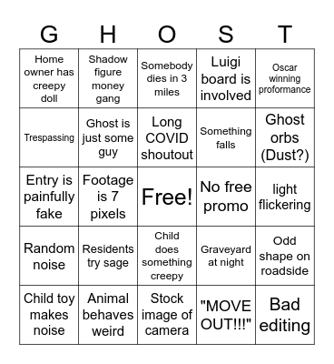 Jack Manifold ghost bingo Card