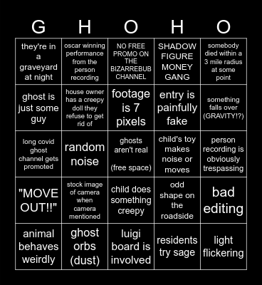 JackManifold ghost bingolig Bingo Card