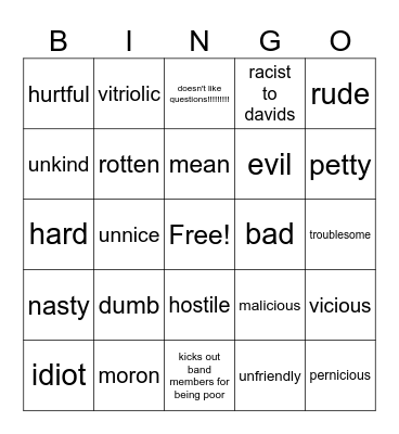 samingo Bingo Card