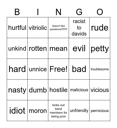 samingo Bingo Card