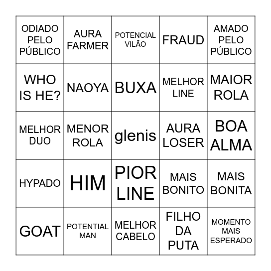A Cidade Bingo Card