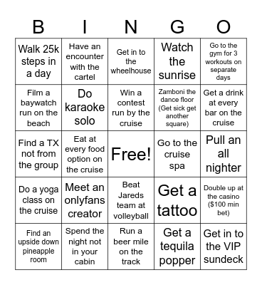 TX at Sea Bingo Card
