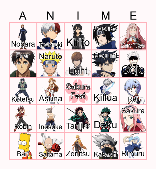 Sakura Fest Bingo Card