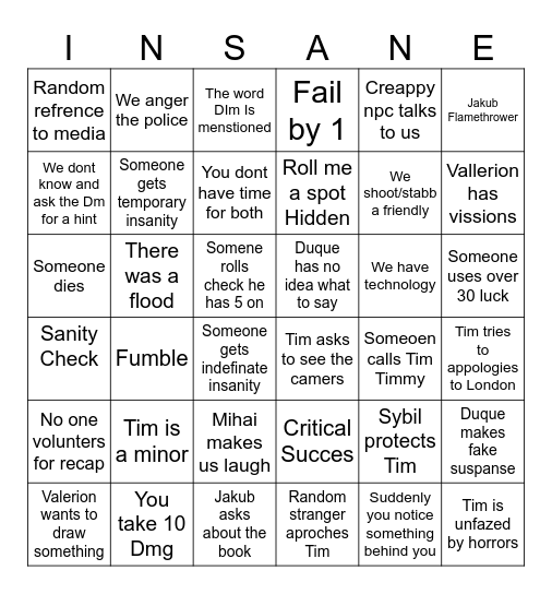 Untitled Bingo Card
