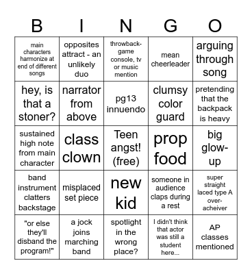 Band Geeks - The Musical Bingo Card