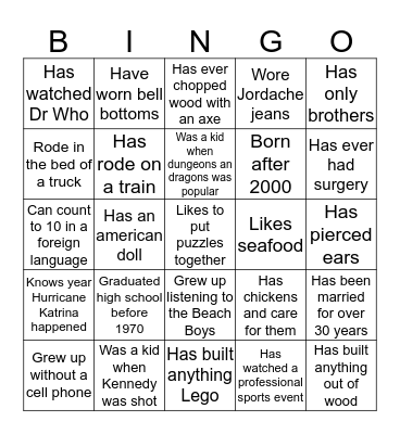 Ice Breaker Bingo Card