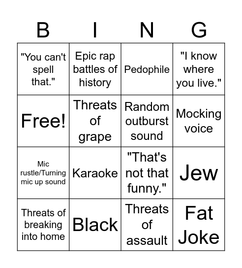 Matt Card Bingo Card