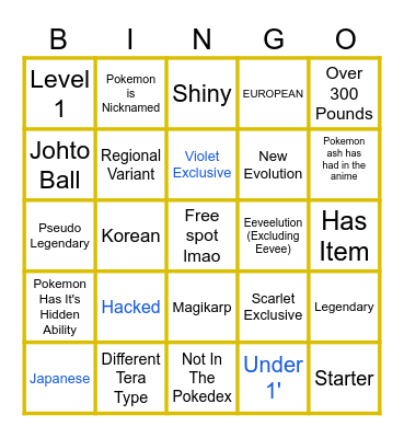 Pokemon Scarlet/Violet Surprise Trade Bingo Card