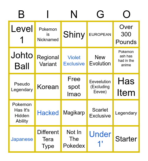 Pokemon Scarlet/Violet Surprise Trade Bingo Card