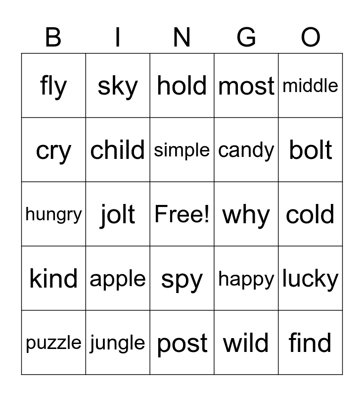 2nd grade ending patterns BINGO Card
