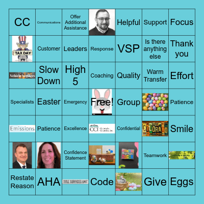 April Bingo Card