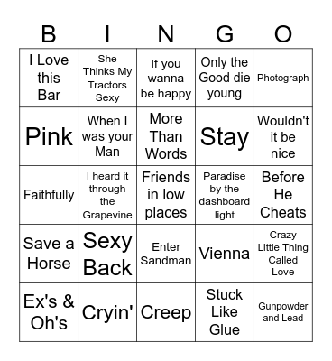 Lindsay's Bingo Card
