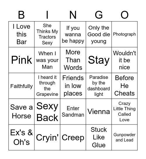 Lindsay's Bingo Card