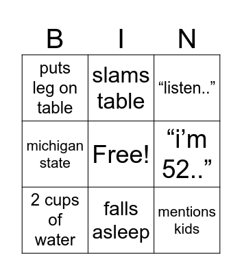 Papa Page Bingo Card