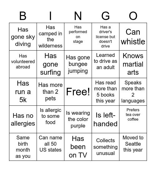Asian ERG Inter-company Bingo Card