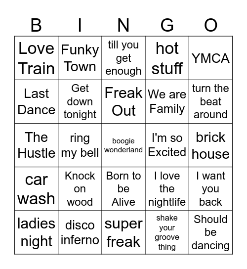 Disco Bingo Card