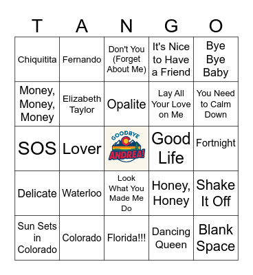 Goodbye Andrea! Bingo Card