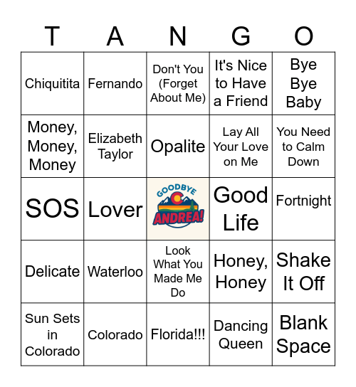 Goodbye Andrea! Bingo Card
