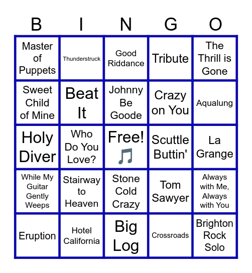 MUSIC BINGO at the Ann Arbor Eagles!  Guitar Greats! 🎸 Bingo Card